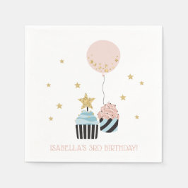 Cupcakes en ballon | Faux Glitter Girl's Birthday Servet