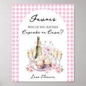 Cupcakes en Champagne Vrijgezellenfeest Favor Tafe Poster (Voorkant)