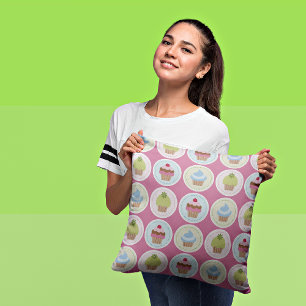 Cupcakes en Chevron Stripes Decoratief Sierkussen