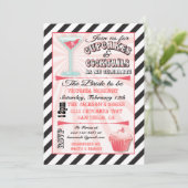 Cupcakes en Cocktails Bridal Shower Invitations Kaart (Staand voorkant)