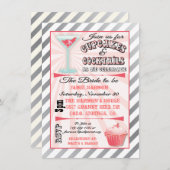 Cupcakes en Cocktails Bridal Shower Invitations Kaart (Voorkant / Achterkant)