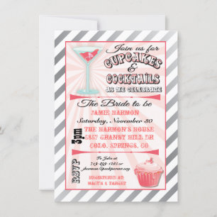 Cupcakes en Cocktails Bridal Shower Invitations Kaart