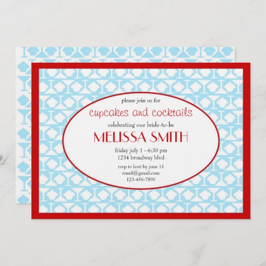 Cupcakes en Cocktails Kaart (Voorkant / Achterkant)