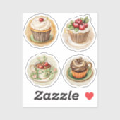 Cupcakes en cups 12 sticker (Vel)