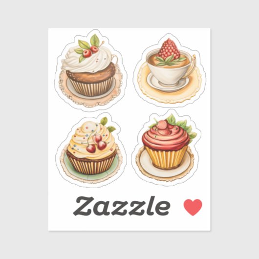 Cupcakes en cups 13 sticker (Vel)