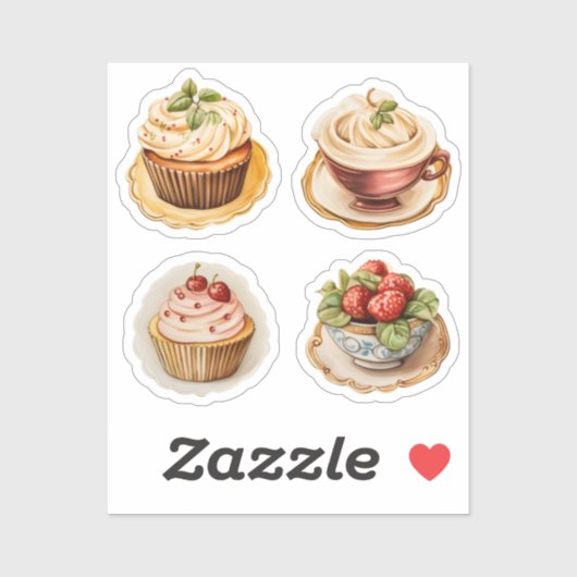 Cupcakes en cups 14 sticker (Vel)