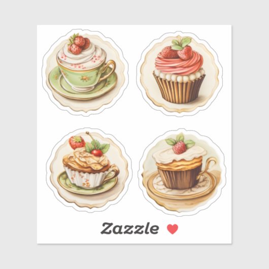 Cupcakes en cups 3 sticker (Vel)