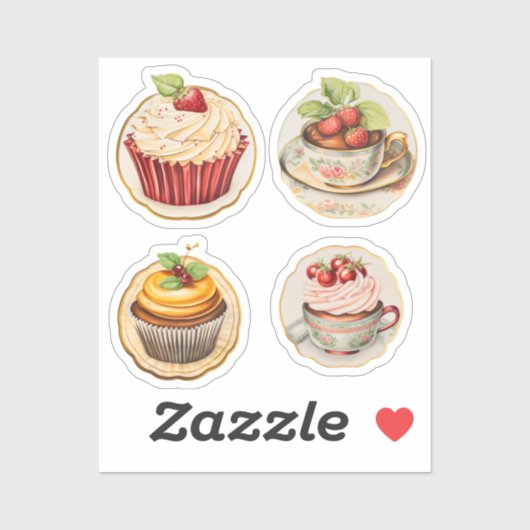Cupcakes en cups 6 sticker (Vel)