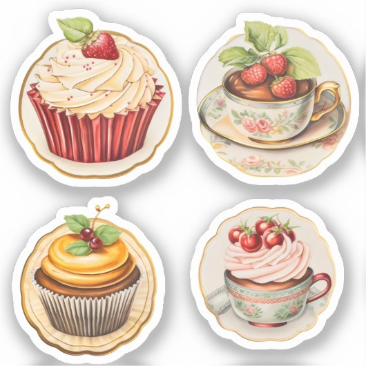 Cupcakes en cups 6 sticker (Voorkant)
