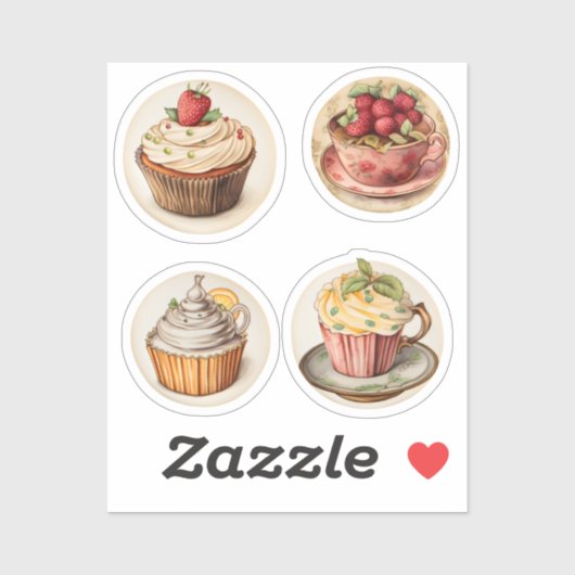 Cupcakes en cups 7 sticker (Vel)