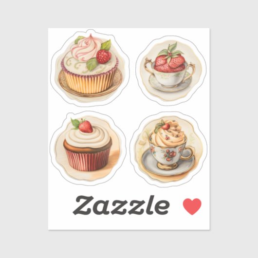 Cupcakes en cups 9 sticker (Vel)