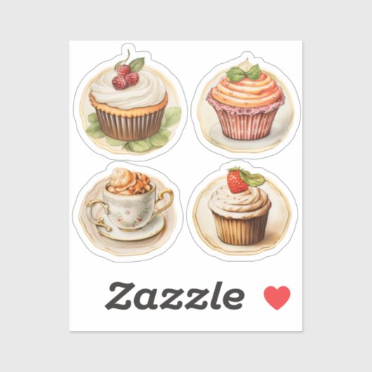 Cupcakes en cups sticker (Vel)