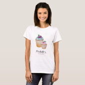 CupCakes En Fruiten Waterverf Monogram T-shirt (Voorkant volledig)