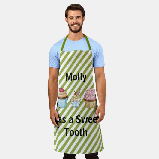 Cupcakes en groene strepen schort (Gedragen)