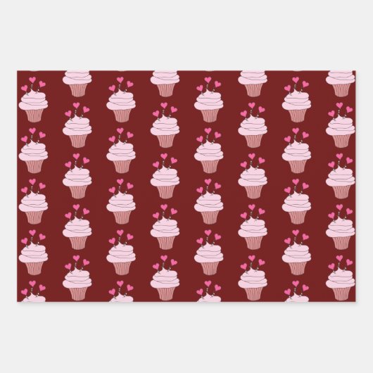 Cupcakes en harten Collectie Inpakpapier Vel (Voorkant 3)
