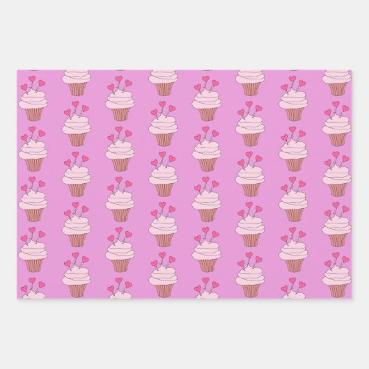 Cupcakes en harten Collectie Inpakpapier Vel (Voorkant 2)