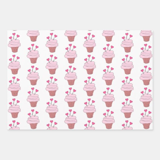 Cupcakes en harten Collectie Inpakpapier Vel (Voorkant)