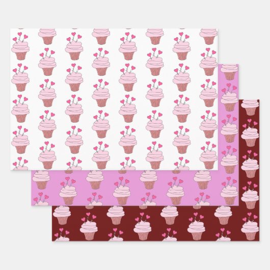 Cupcakes en harten Collectie Inpakpapier Vel (Set)