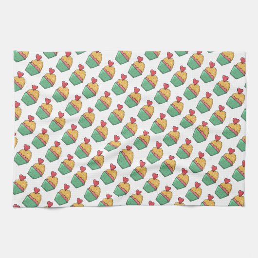 Cupcakes en harten theedoek (Horizontaal)