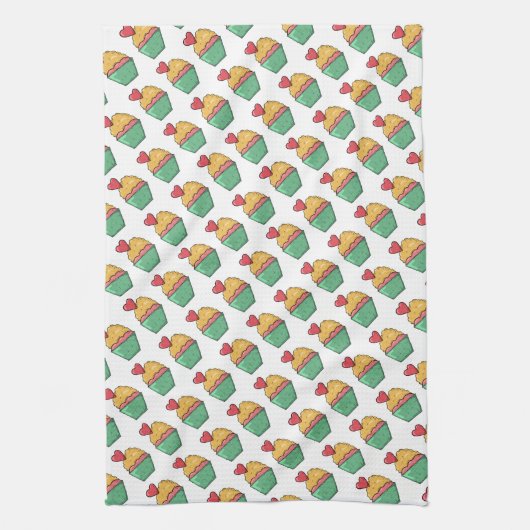 Cupcakes en harten theedoek (Verticaal)