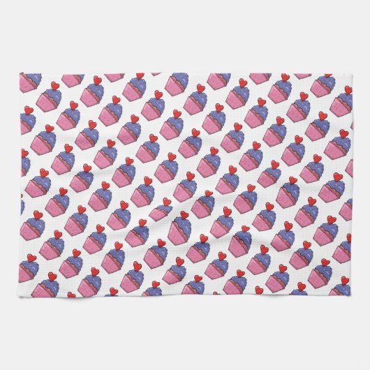 Cupcakes en harten theedoek (Horizontaal)