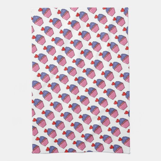 Cupcakes en harten theedoek (Verticaal)