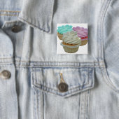 Cupcakes en harten vierkante button 5,1 cm (In situ)