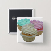 Cupcakes en harten vierkante button 5,1 cm (Voorkant /achterkant)
