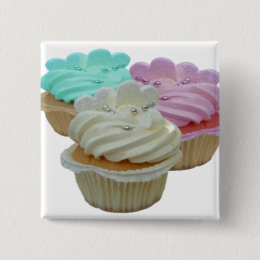 Cupcakes en harten vierkante button 5,1 cm (Voorkant)