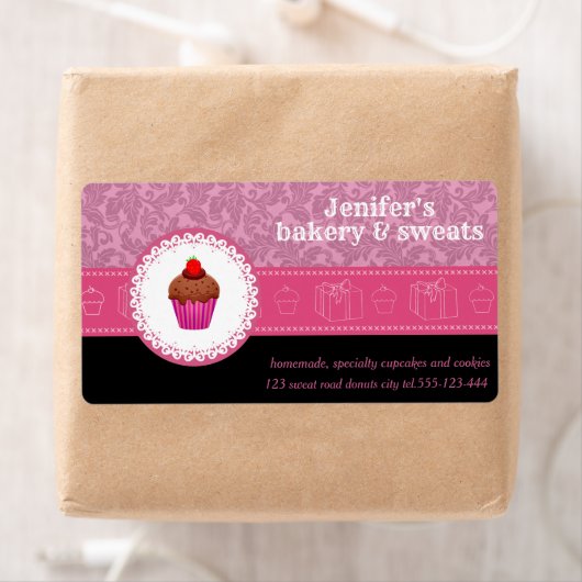  cupcakes en koekjes damesroze etiket (Insitu)