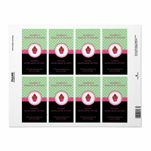  cupcakes en koekjes poka stikt roze etiket (Full Sheet)