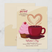 Cupcakes en koffie-uitnodiging kaart (Voorkant / Achterkant)