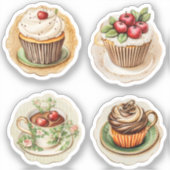 Cupcakes en kopjes 12 sticker (Voorkant)