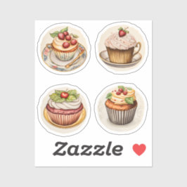Cupcakes en kopjes 8 sticker