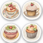 Cupcakes en kopjes 8 sticker (Voorkant)