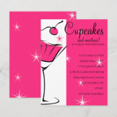 Cupcakes en Martinis in Hot Pink Kaart (Voorkant / Achterkant)