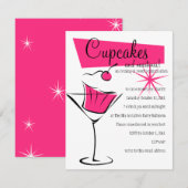 Cupcakes en Martinis in Hot Pink Kaart (Voorkant / Achterkant)