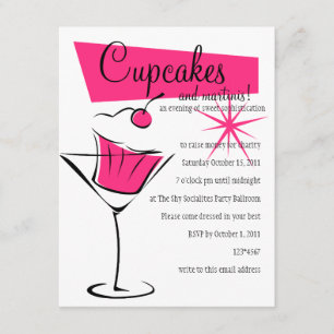 Cupcakes en Martinis in Hot Pink Kaart