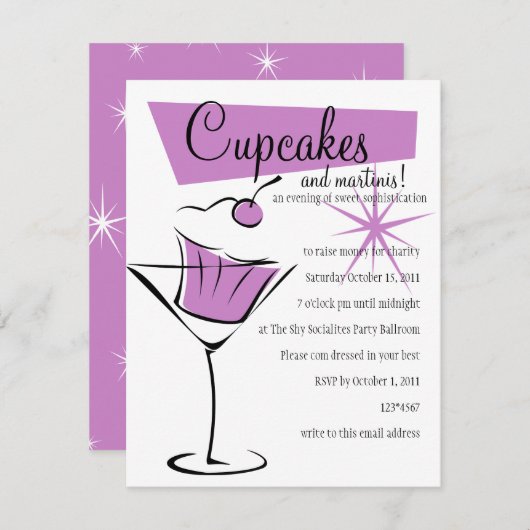 Cupcakes en Martinis! Kaart (Voorkant / Achterkant)