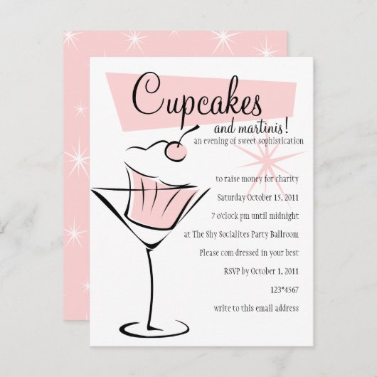 Cupcakes en Martinis! Kaart (Voorkant / Achterkant)