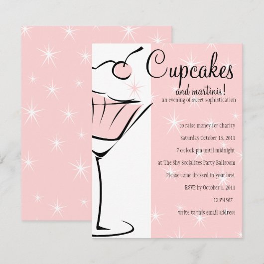 Cupcakes en Martinis Kaart (Voorkant / Achterkant)