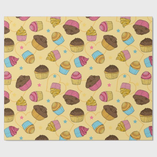Cupcakes en Muffins Food Pattern Cadeaupapier (Vlak)