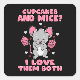 Cupcakes en muizen Ik hou van ze allebei Vierkante Sticker