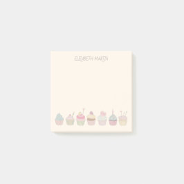 Cupcakes en naam post-it® notes