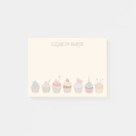 Cupcakes en naam post-it® notes