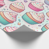 Cupcakes en pastelsprenkels cadeaupapier (Hoek)