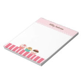Cupcakes en roze stripes notitieblok (Linkerzijde)