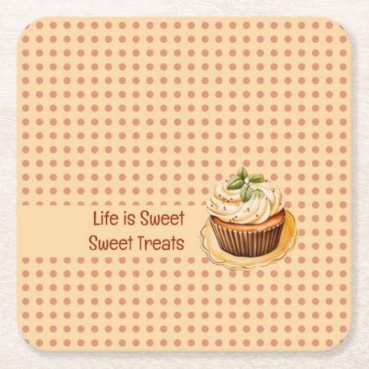 CupCakes en stippen Kartonnen Onderzetters (Voorkant)