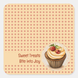 CupCakes en stippen Vierkante Sticker