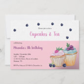 Cupcakes en thea Birthday Paty Kaart (Voorkant)